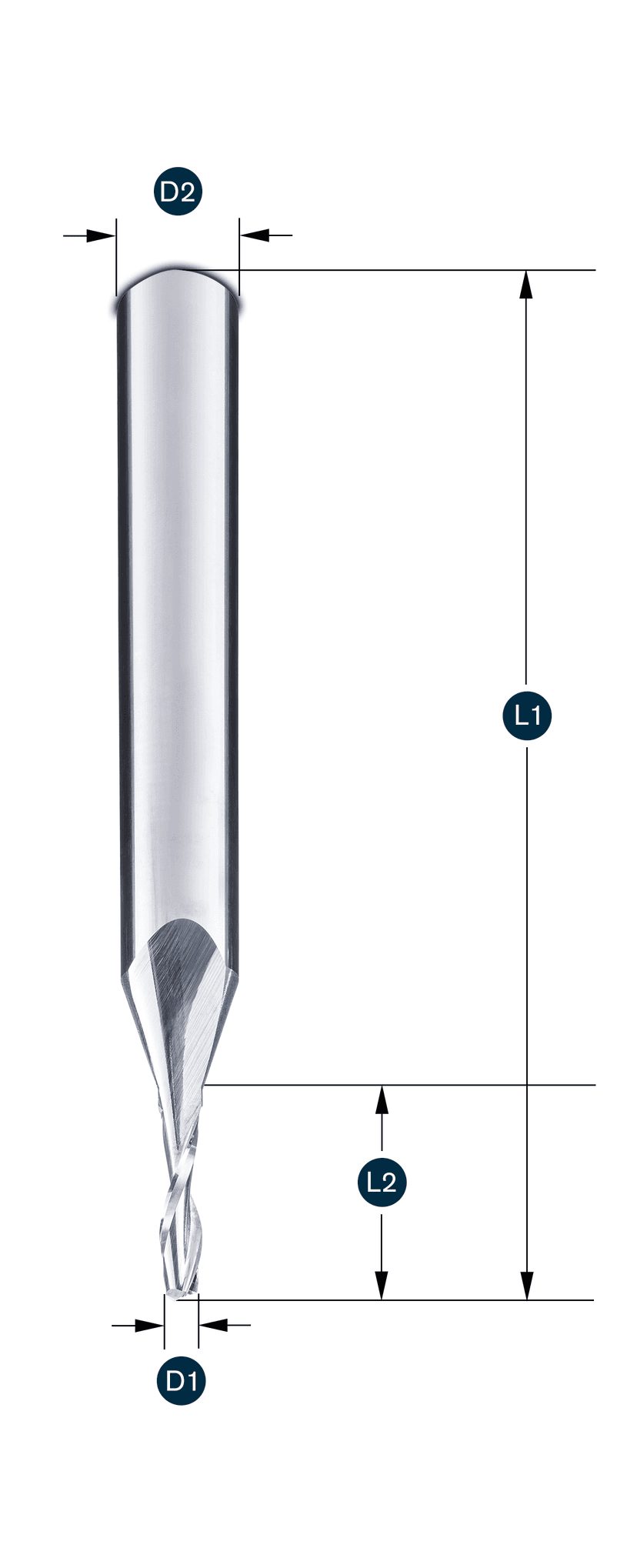 SHARP-LINE Fräser Z2 ZR · 1 Schneide über Mitte · rechtsdrall - rechtsschneidend