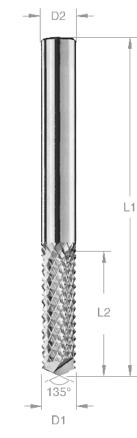 Carbon-Fräser Z2 · mit 135° Bohrspitze · GR verzahnt