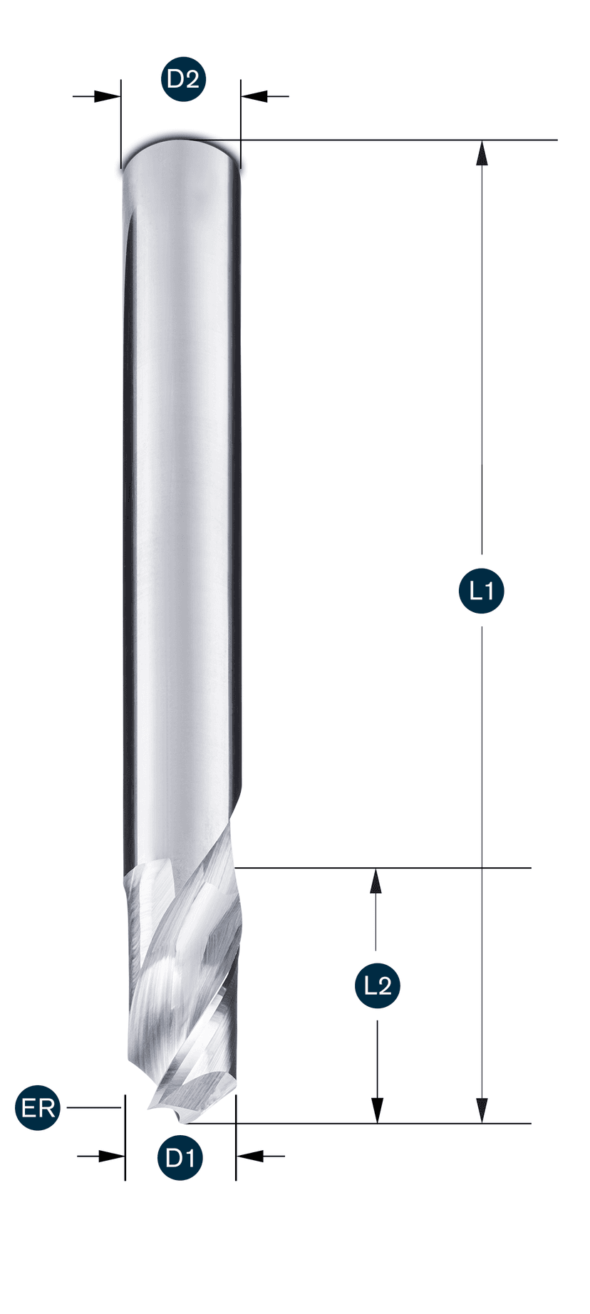 FPP-"Raven-V" End mill 1F ZR · right helix - right cutting