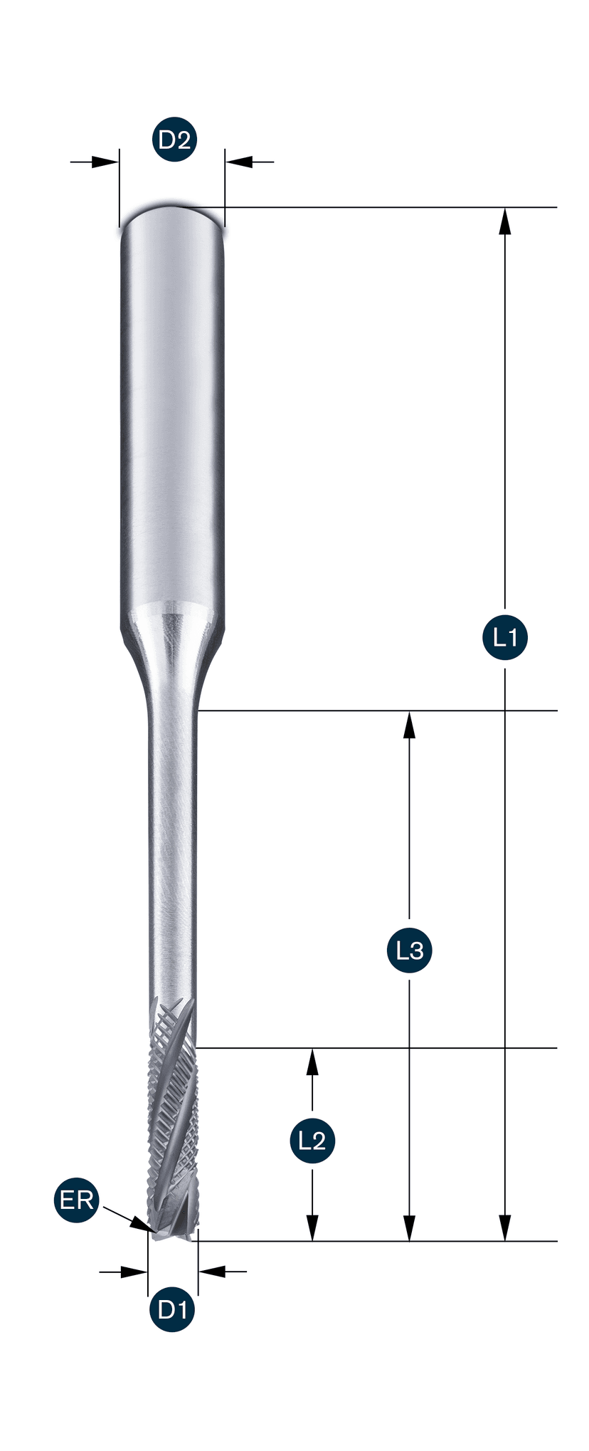 Zirkonator-toric end mill F4, right helix - right cutting, DIP-coated