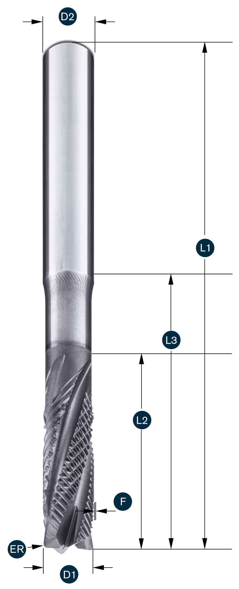 Graftor end mill 2FX2F for Graphit