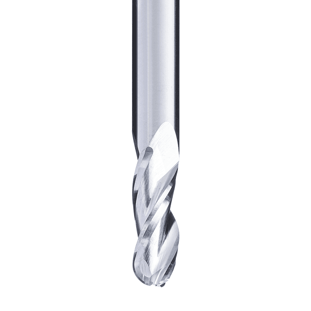 Ball end mill 3F with "PIRANHA"-geometry with unequal division · ball radius R = 0,5 x d