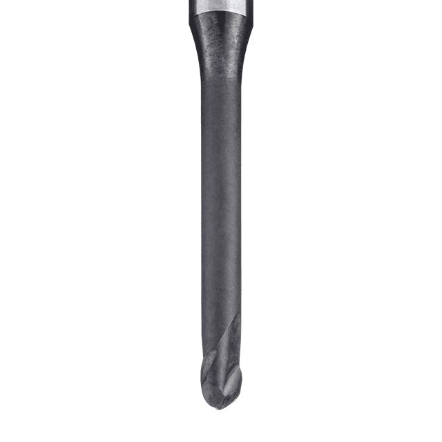 Mini-Ball end mill 2F · center cutting · ball radius R = 0,5 x d